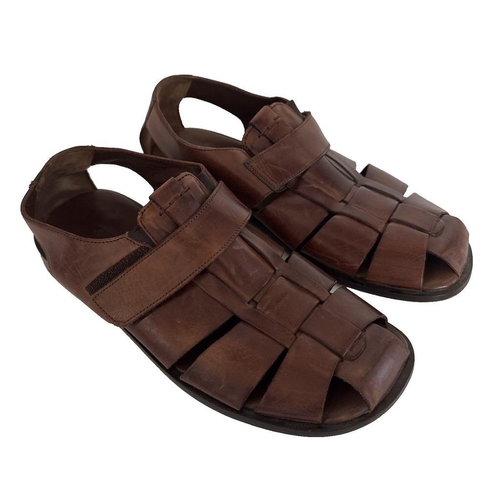 Johnston & Murphy Sandals Men 9 Brown Fisherman Leather Closed Toe Comfort